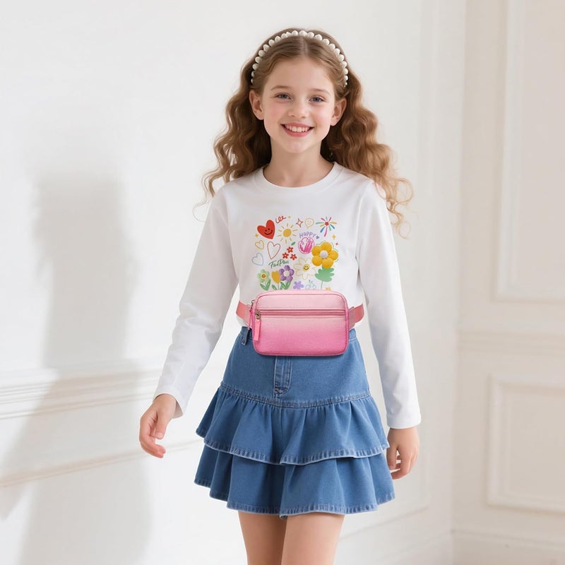 cotmcor Store Valentines Day Gifts for Kids: Fanny Pack Birthday Gift for 5 6 7 8 9 10 11 12 Year Old Teen Girls, Preppy Cute Trendy Stuff Colorblock Crossbody Bag Adjustable Belt Bags for Travel Outdoor - Image 2